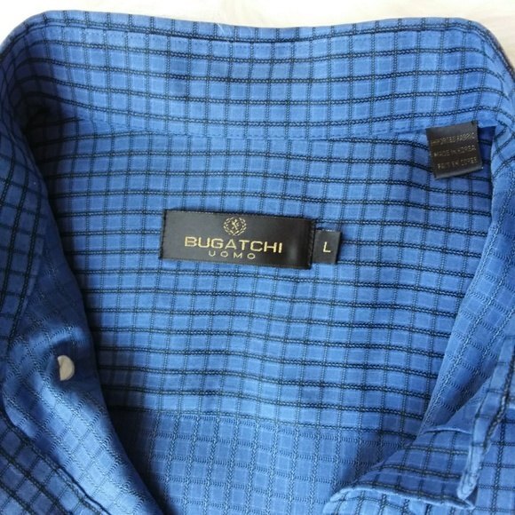 Bugatchi Blue Window Pane Long Sleeve Shirt L - Picture 3 of 8